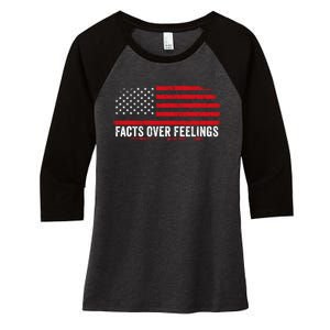 Facts Over Feelings Right Conservative Republican Political Women's Tri-Blend 3/4-Sleeve Raglan Shirt