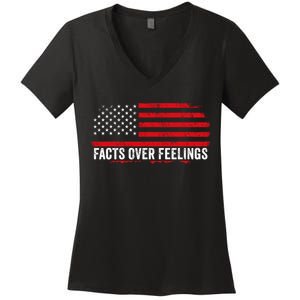 Facts Over Feelings Right Conservative Republican Political Women's V-Neck T-Shirt