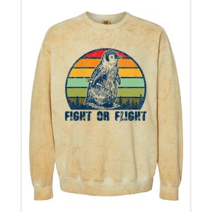 Fight Or Flight Funny Penguin Pun Fight Or Flight Colorblast Crewneck Sweatshirt