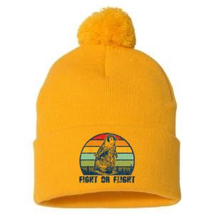 Fight Or Flight Funny Penguin Pun Fight Or Flight Pom Pom 12in Knit Beanie