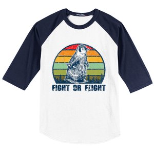 Fight Or Flight Funny Penguin Pun Fight Or Flight Baseball Sleeve Shirt