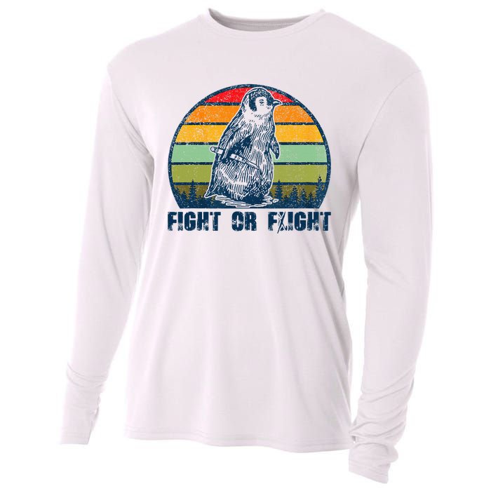 Fight Or Flight Funny Penguin Pun Fight Or Flight Cooling Performance Long Sleeve Crew