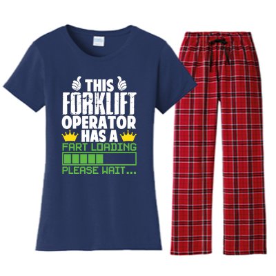 Forklift Operator Fart Loading Oddly Specific Funny Ironic Women's Flannel Pajama Set