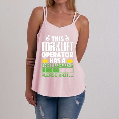 Forklift Operator Fart Loading Oddly Specific Funny Ironic Women's Strappy Tank