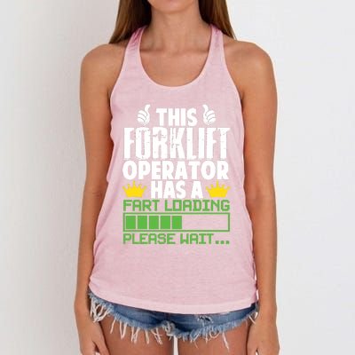 Forklift Operator Fart Loading Oddly Specific Funny Ironic Women's Knotted Racerback Tank