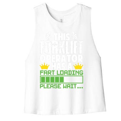 Forklift Operator Fart Loading Oddly Specific Funny Ironic Women's Racerback Cropped Tank