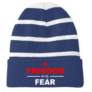 Freedom Over Fear Canada Striped Beanie with Solid Band