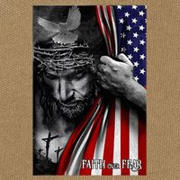 Faith Over Fear God Jesus Christian Flag Cotton Canvas Backpack