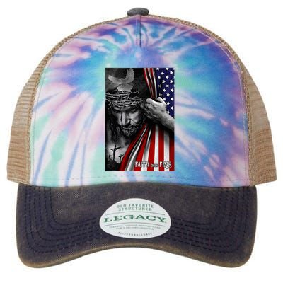 Faith Over Fear God Jesus Christian Flag Legacy Tie Dye Trucker Hat