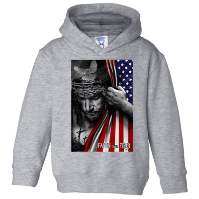 Faith Over Fear God Jesus Christian Flag Toddler Hoodie