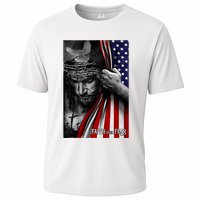 Faith Over Fear God Jesus Christian Flag Cooling Performance Crew T-Shirt