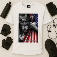 Faith Over Fear God Jesus Christian Flag Cooling Performance Crew T-Shirt