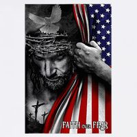 Faith Over Fear God Jesus Christian Flag Cooling Performance Crew T-Shirt