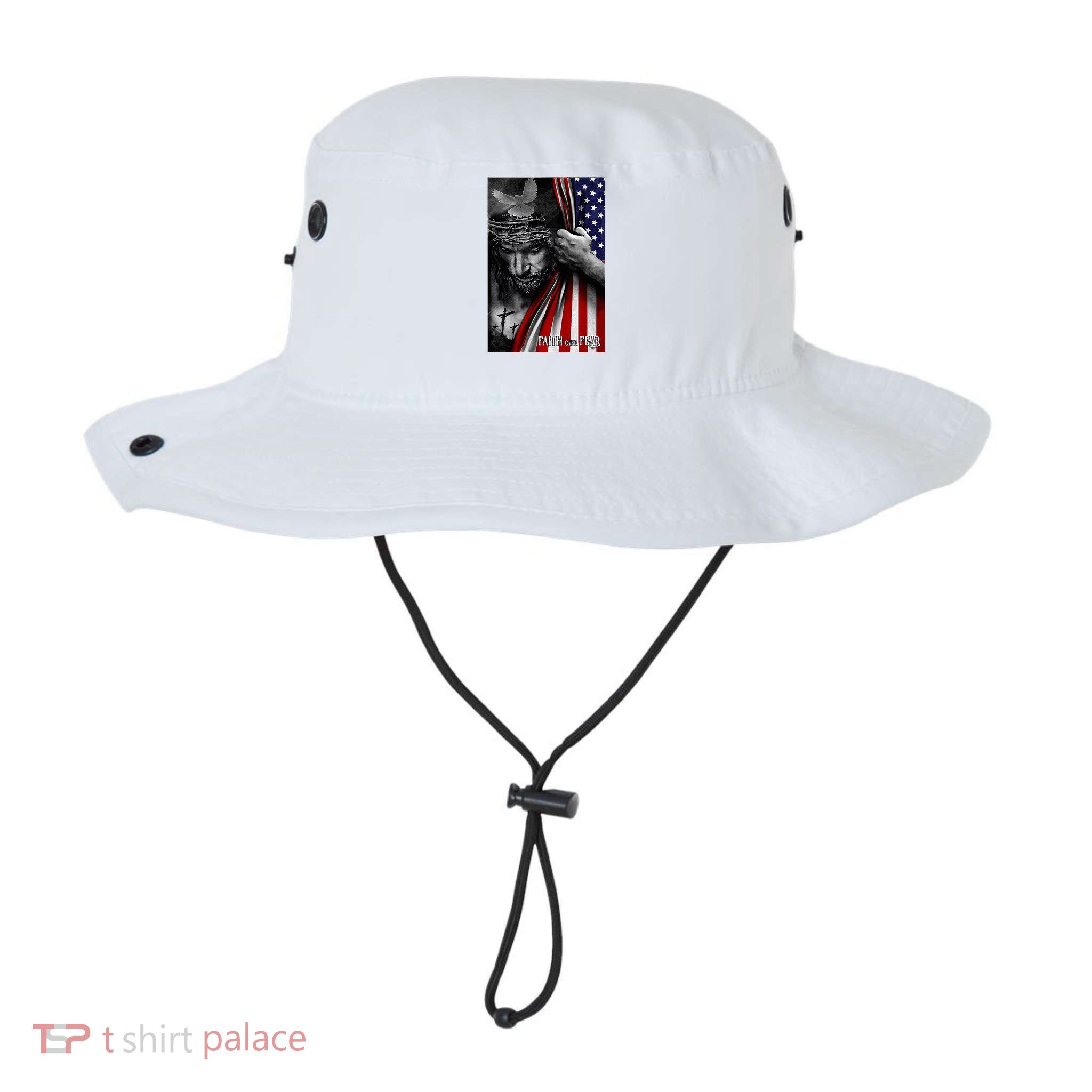 Faith Over Fear God Jesus Christian Flag Bucket Hat