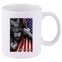 Faith Over Fear God Jesus Christian Flag 11oz C Handle Ceramic Mug