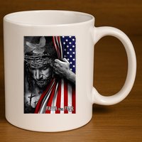 Faith Over Fear God Jesus Christian Flag 11oz C Handle Ceramic Mug