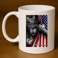 Faith Over Fear God Jesus Christian Flag 11oz C Handle Ceramic Mug