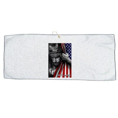 Faith Over Fear God Jesus Christian Flag Large Microfiber Waffle Golf Towel