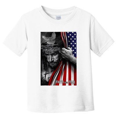 Faith Over Fear God Jesus Christian Flag Toddler T-Shirt