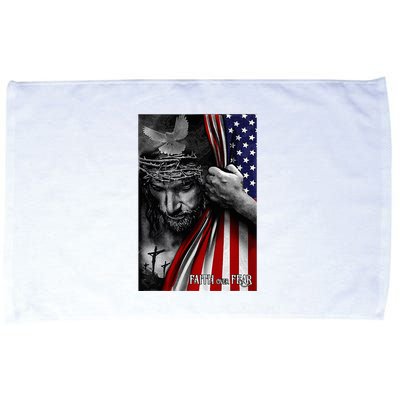 Faith Over Fear God Jesus Christian Flag Microfiber Hand Towel