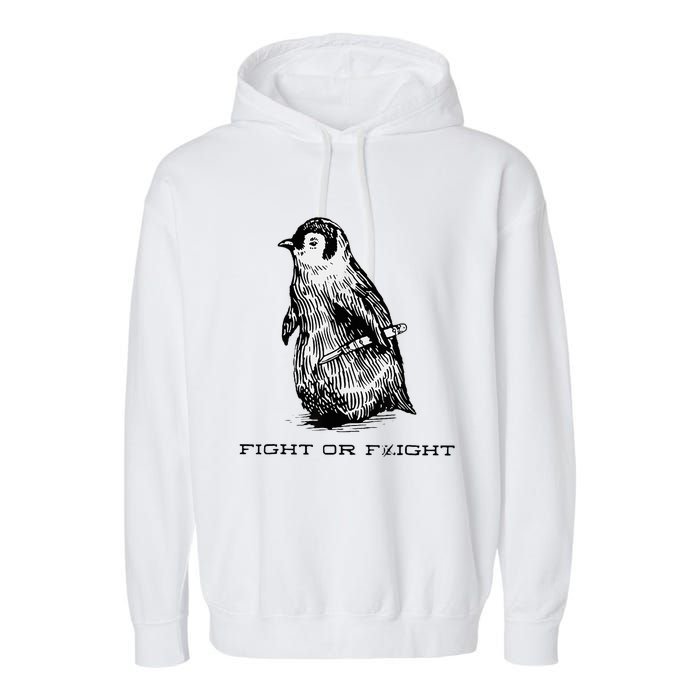 Fight Or Flight Penguin Garment-Dyed Fleece Hoodie