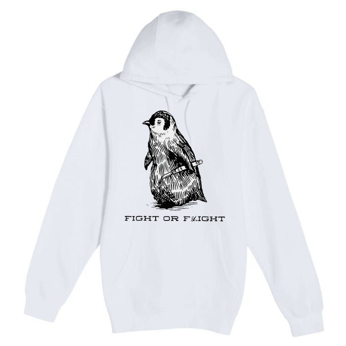 Fight Or Flight Penguin Premium Pullover Hoodie