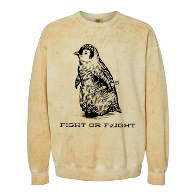 Fight Or Flight Funny Penguin Pun Fight Colorblast Crewneck Sweatshirt