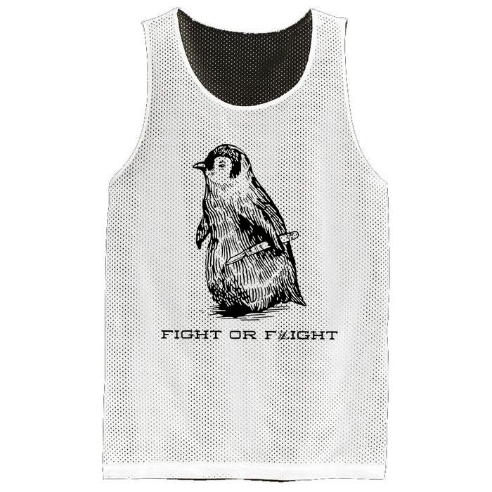 Fight Or Flight Funny Penguin Pun Fight Mesh Reversible Basketball Jersey Tank