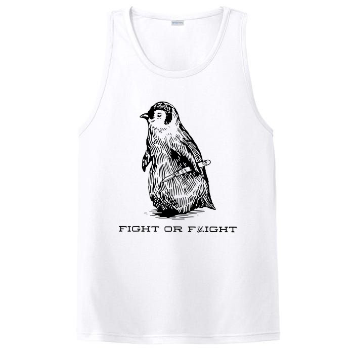 Fight Or Flight Funny Penguin Pun Fight PosiCharge Competitor Tank