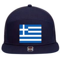 Flag of Greece 7 Panel Mesh Trucker Snapback Hat