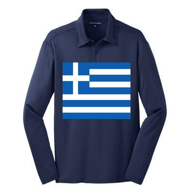 Flag of Greece Silk Touch Performance Long Sleeve Polo