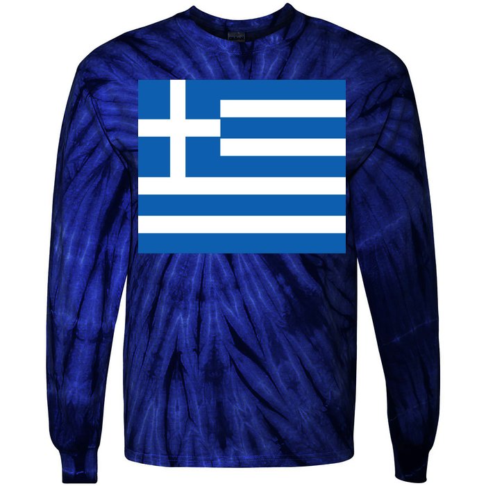 Flag of Greece Tie-Dye Long Sleeve Shirt