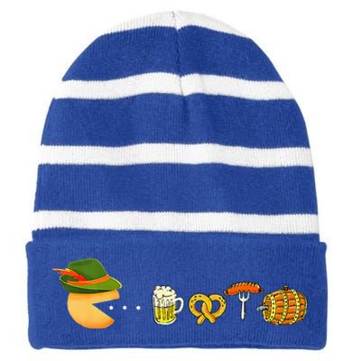 Funny Oktoberfest Gamer Beer Festival Striped Beanie with Solid Band