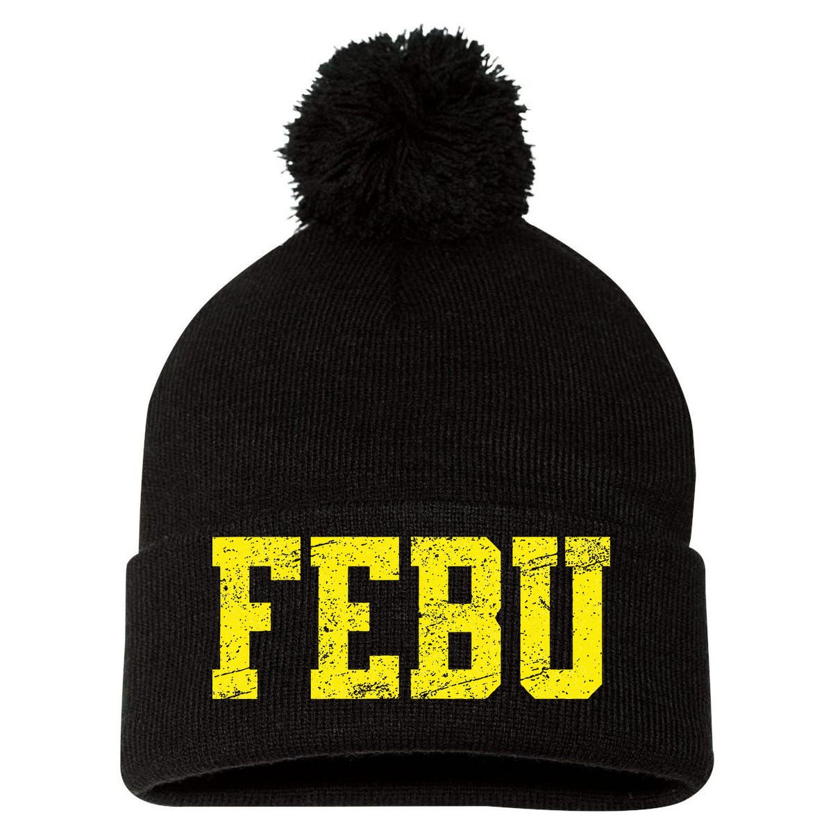 Febu Oregon Green Pom Pom 12in Knit Beanie