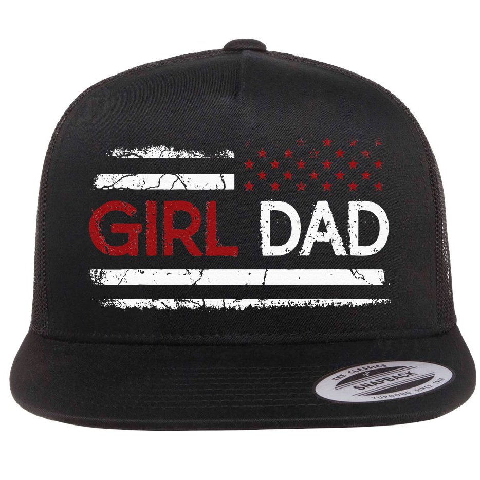 Father Of Girls Proud New Girl Dad Daughter Gift For Dad Flat Bill Trucker Hat