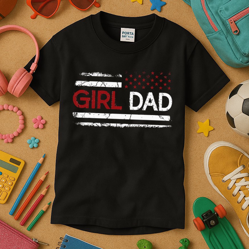 Father Of Girls Proud New Girl Dad Daughter Gift For Dad Kids T-Shirt