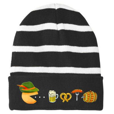 Funny Oktoberfest Gamer Beer Festival Striped Beanie with Solid Band