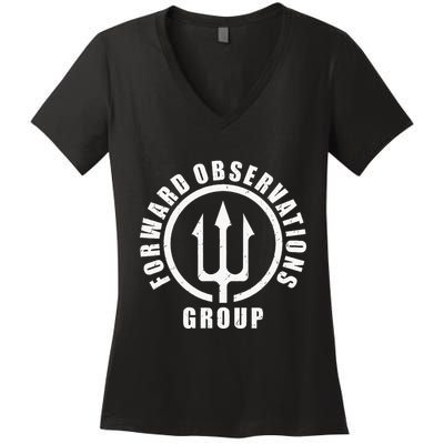 Forward Observations Group. Fog Trident Spear Women's V-Neck T-Shirt