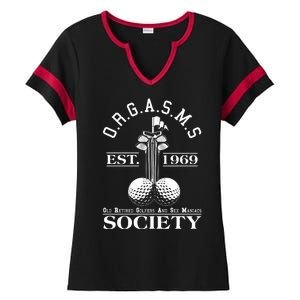 Funny ORGASMS Golf Society Est 1969 Ladies Halftime Notch Neck Tee