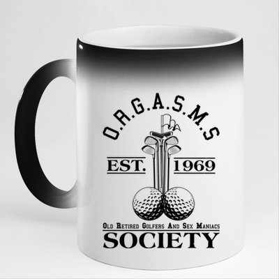 Funny ORGASMS Golf Society Est 1969 11oz Black Color Changing Mug