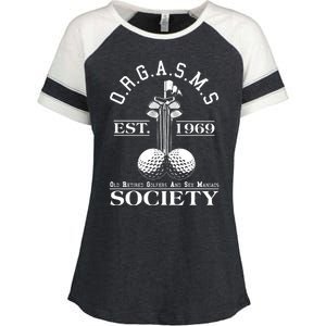 Funny ORGASMS Golf Society Est 1969 Enza Ladies Jersey Colorblock Tee