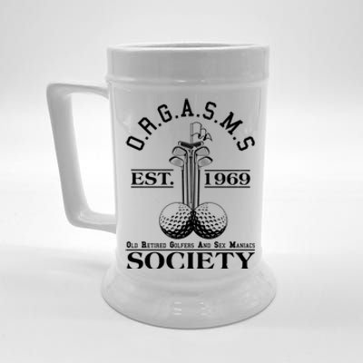 Funny ORGASMS Golf Society Est 1969 Beer Stein