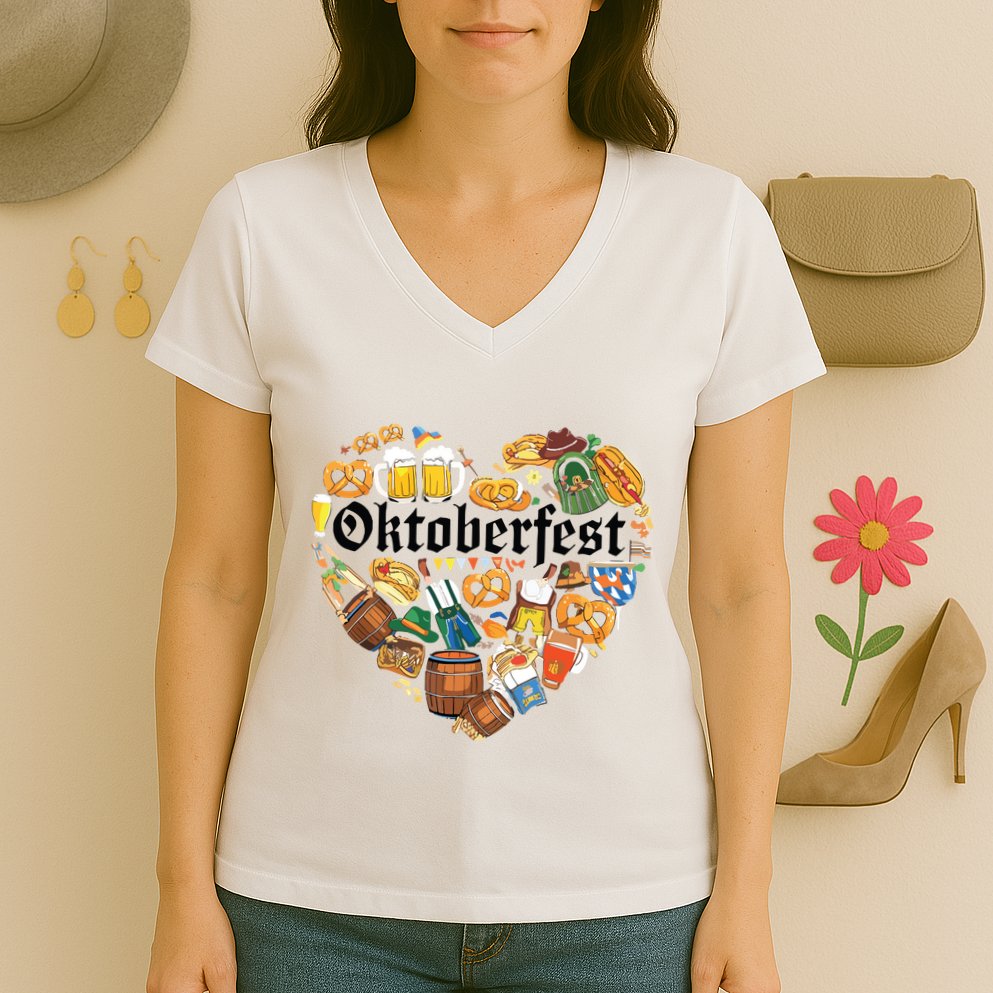 Funny Oktoberfest German Bavarian Women Beer Fest Women's V-Neck T-Shirt