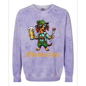 Funny Oktoberfest German Dachshund Weiner Dog Beer Lover Gift Colorblast Crewneck Sweatshirt