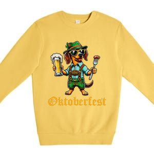 Funny Oktoberfest German Dachshund Weiner Dog Beer Lover Gift Premium Crewneck Sweatshirt