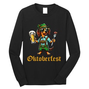 Funny Oktoberfest German Dachshund Weiner Dog Beer Lover Gift Long Sleeve Shirt