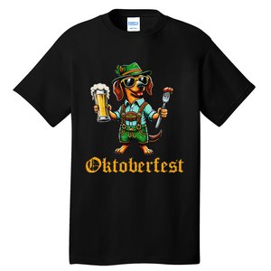 Funny Oktoberfest German Dachshund Weiner Dog Beer Lover Gift Tall T-Shirt