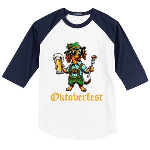 Funny Oktoberfest German Dachshund Weiner Dog Beer Lover Gift Baseball Sleeve Shirt