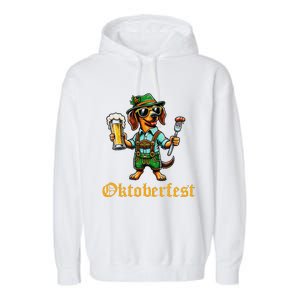 Funny Oktoberfest German Dachshund Weiner Dog Beer Lover Gift Garment-Dyed Fleece Hoodie