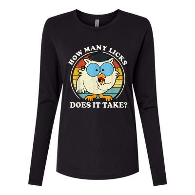 Funny Owl How Many Licks Does It Take Womens Cotton Relaxed Long Sleeve T-Shirt